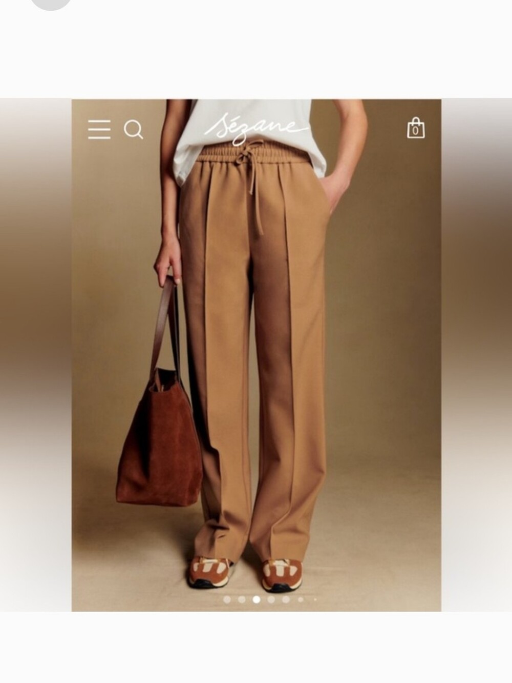 Sezane Tan Knit Drawstring Waist Pants - Picture 2 of 5